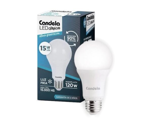 LAMPARA LED A60 FRIA 15W 220V E27-CANDELA