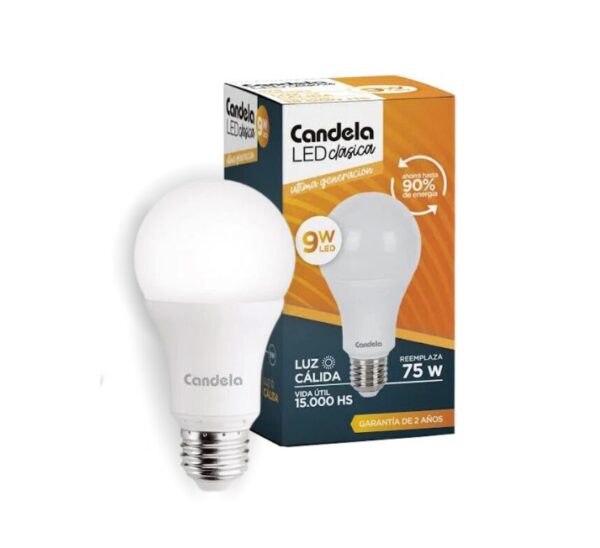LAMPARA LED A60 CALIDA 9W 220V E27-CANDELA