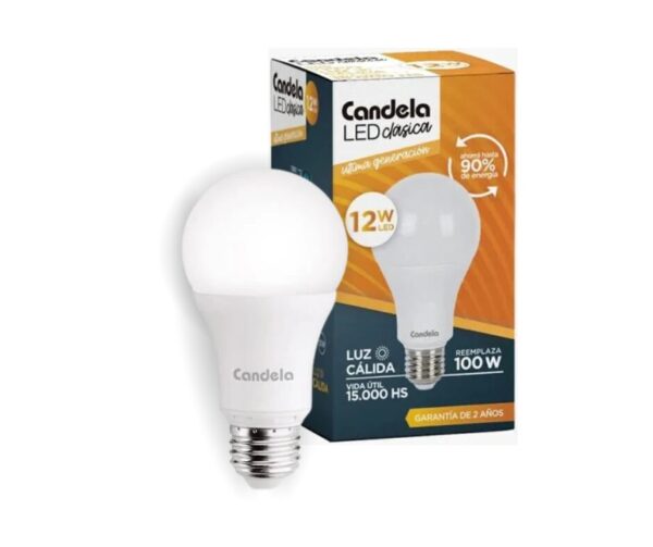 LAMPARA LED A60 CALIDA 12W 220V E27-CANDELA