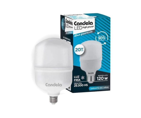 LAMPARA LED ALTA POTENCIA FRIA 20W 220V E27-CANDELA