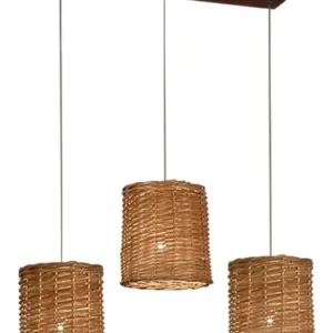 Colgante 3 luces con canasto de mimbre chico – Modelo 3303