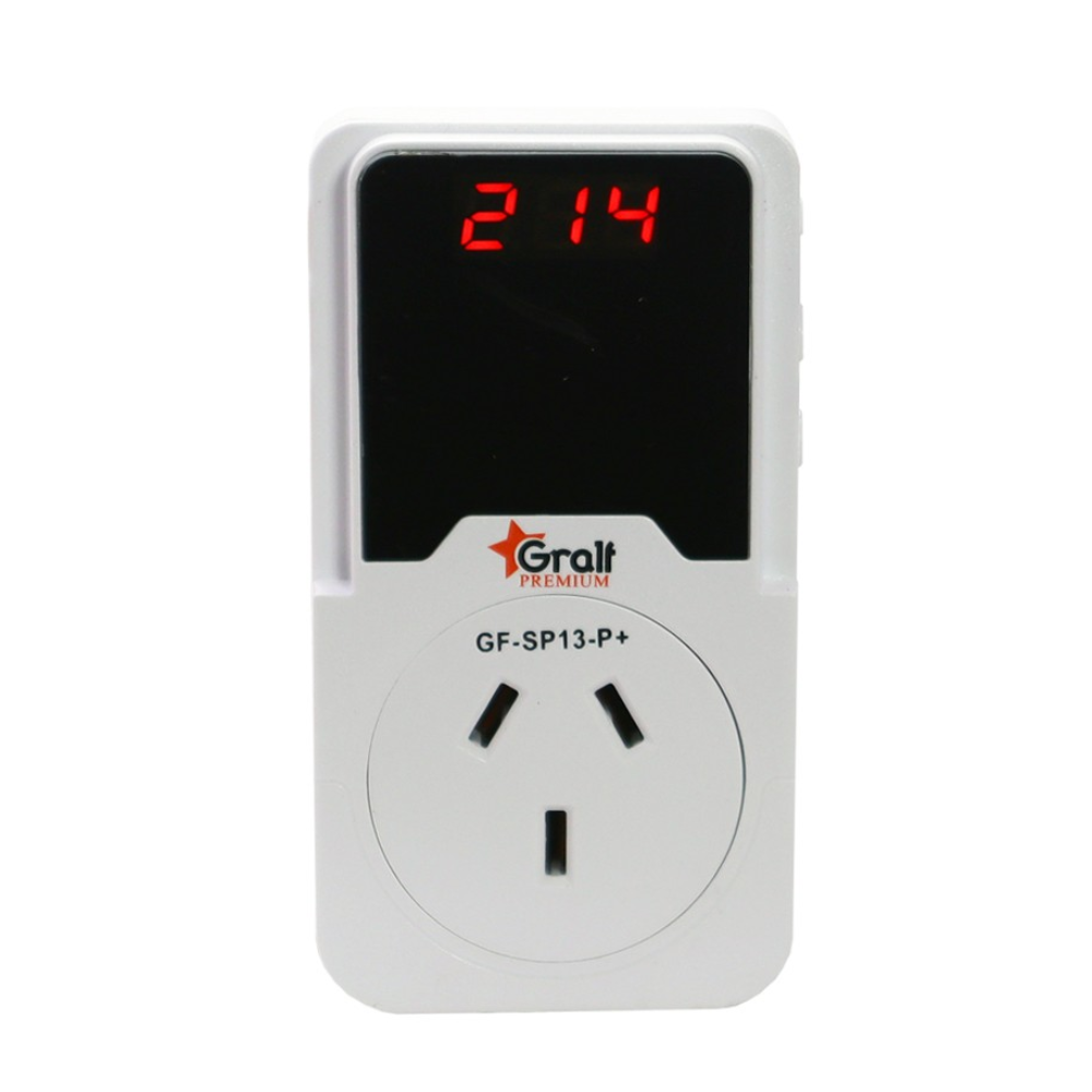 Protector de tensión enchufable configurable con voltímetro Gralf
